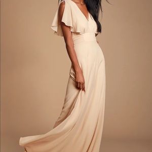 Lulu’s Dearly Loved Cream Flutter Sleeve Maxi